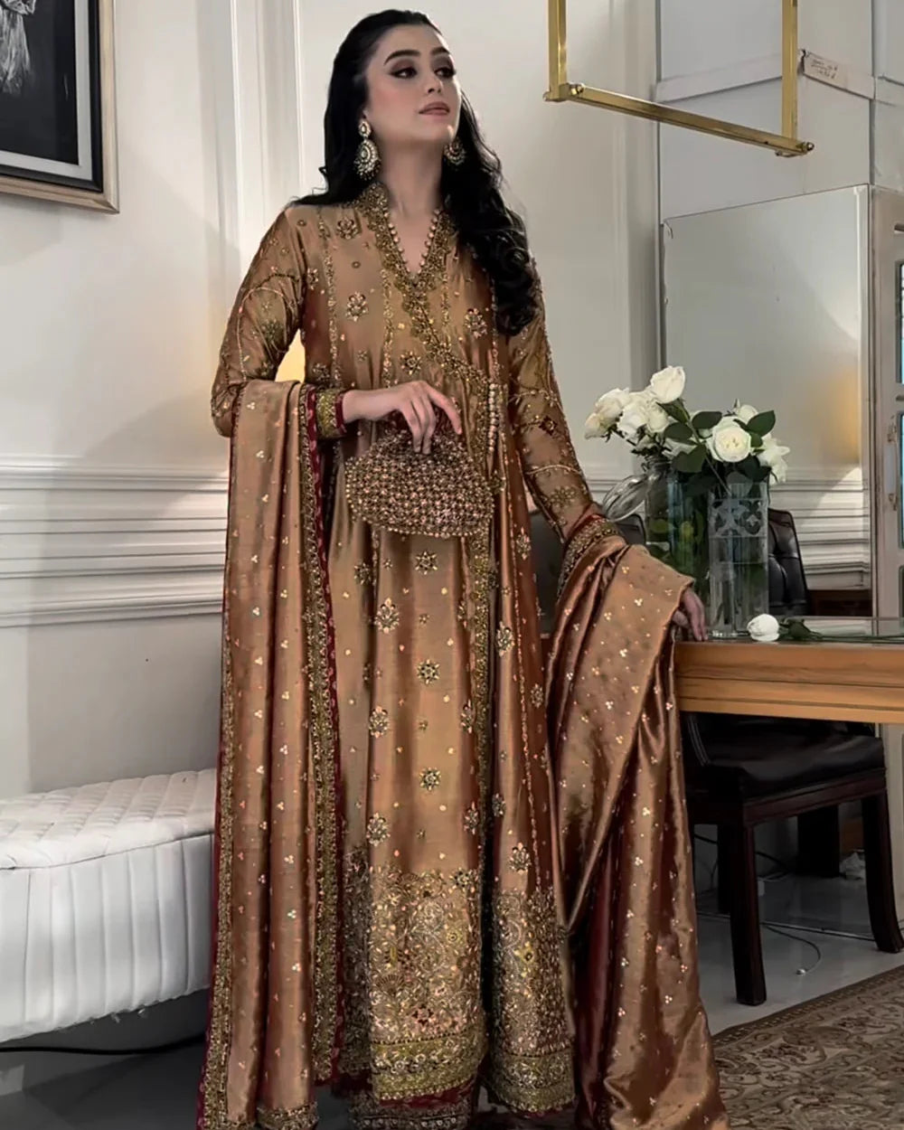 gold and brown dress Aswad Bronze Buy Women's Black Soft SG_Oversized Color:White / Royal Blue