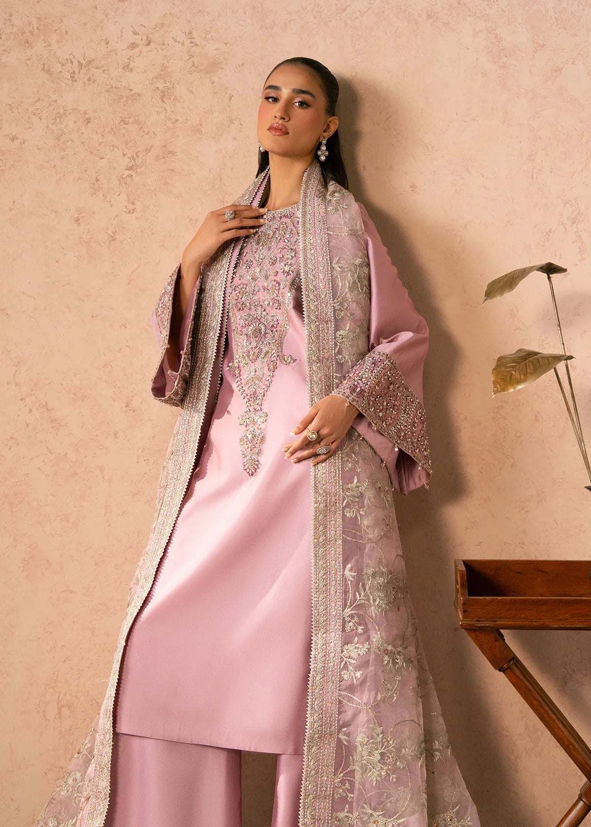 Elaris Dusty Rose Women’s Embroidered 3‑Piece Festive Ensemble – Elegant Ethnic Outfit by Laam Premium