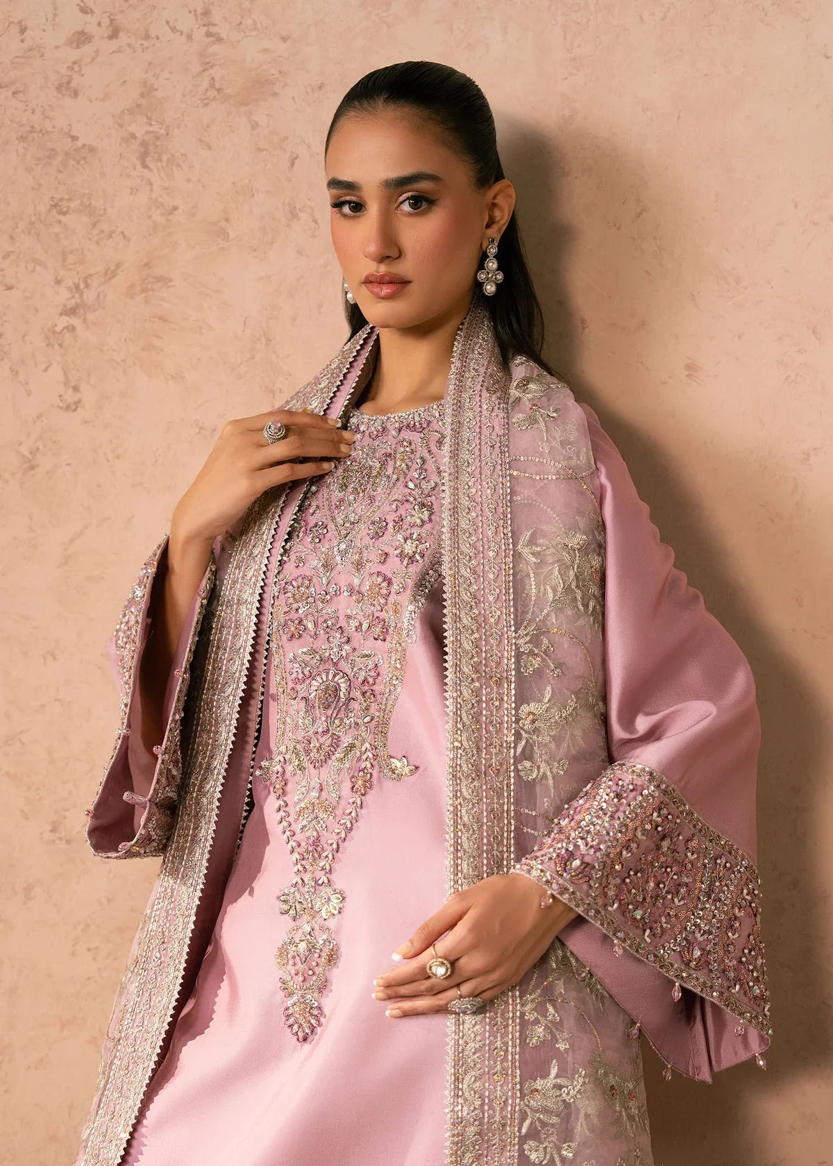 Elaris Dusty Rose Women’s Embroidered 3‑Piece Festive Ensemble – Elegant Ethnic Outfit by Laam Premium